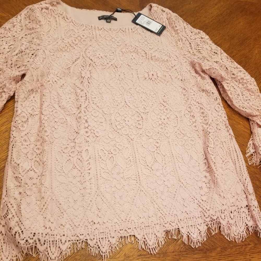 NWT - Pink Lined Lace Like Top